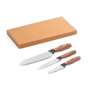 BAHARAT. Set of 3 kitchen knives with stainless steel blades and ergonomic handles